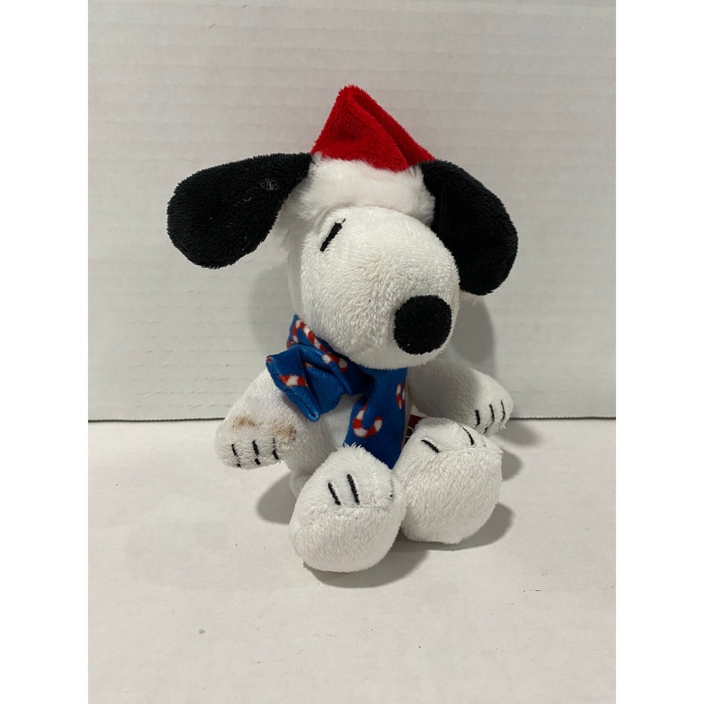 Peanuts Snoopy Plush Clip-On Keychain Santa Hat Candy Cane Scarf Holiday 7in